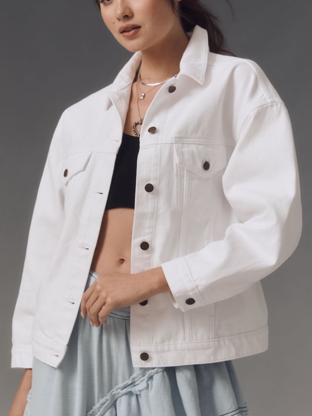 Pilcro Weston Denim Boyfriend Jacket in White